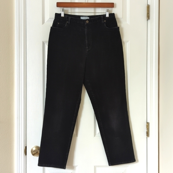 Valerie Stevens 90's Vintage Corduroy High Waisted Tapered Leg Pants Black 10P - Picture 1 of 13